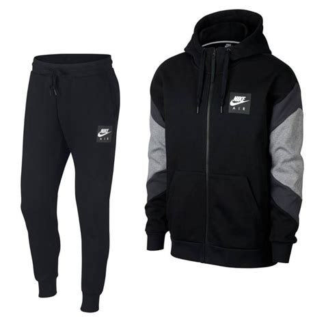 nike air trainingspak full zip fleece zwart grijs|trainerspak heren.